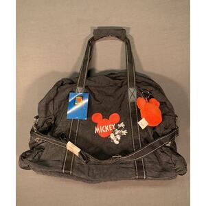 Mickey Unlimited Travel Duffle Bag Weekender Disney Black Nylon Vintage 90s NOS